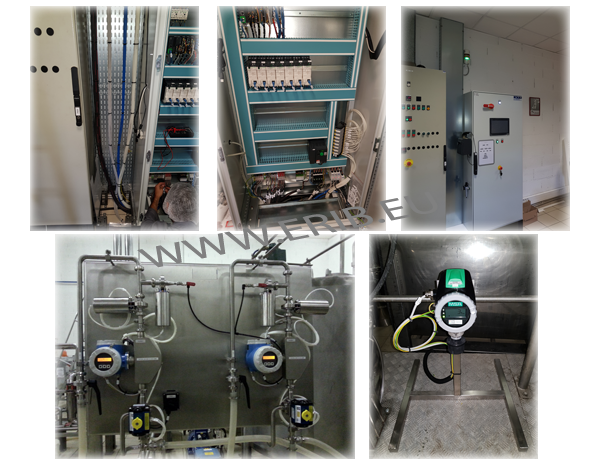 Armoire avec HMIG5U 12p, Gestion 2 panoplies de transfert, Agitations, Sécuritées Gaz. Production de Parfums